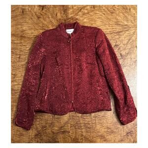 Victor Costa Red textured Zip up evening Jacket - Womens Sz 12 -Event Cocktail